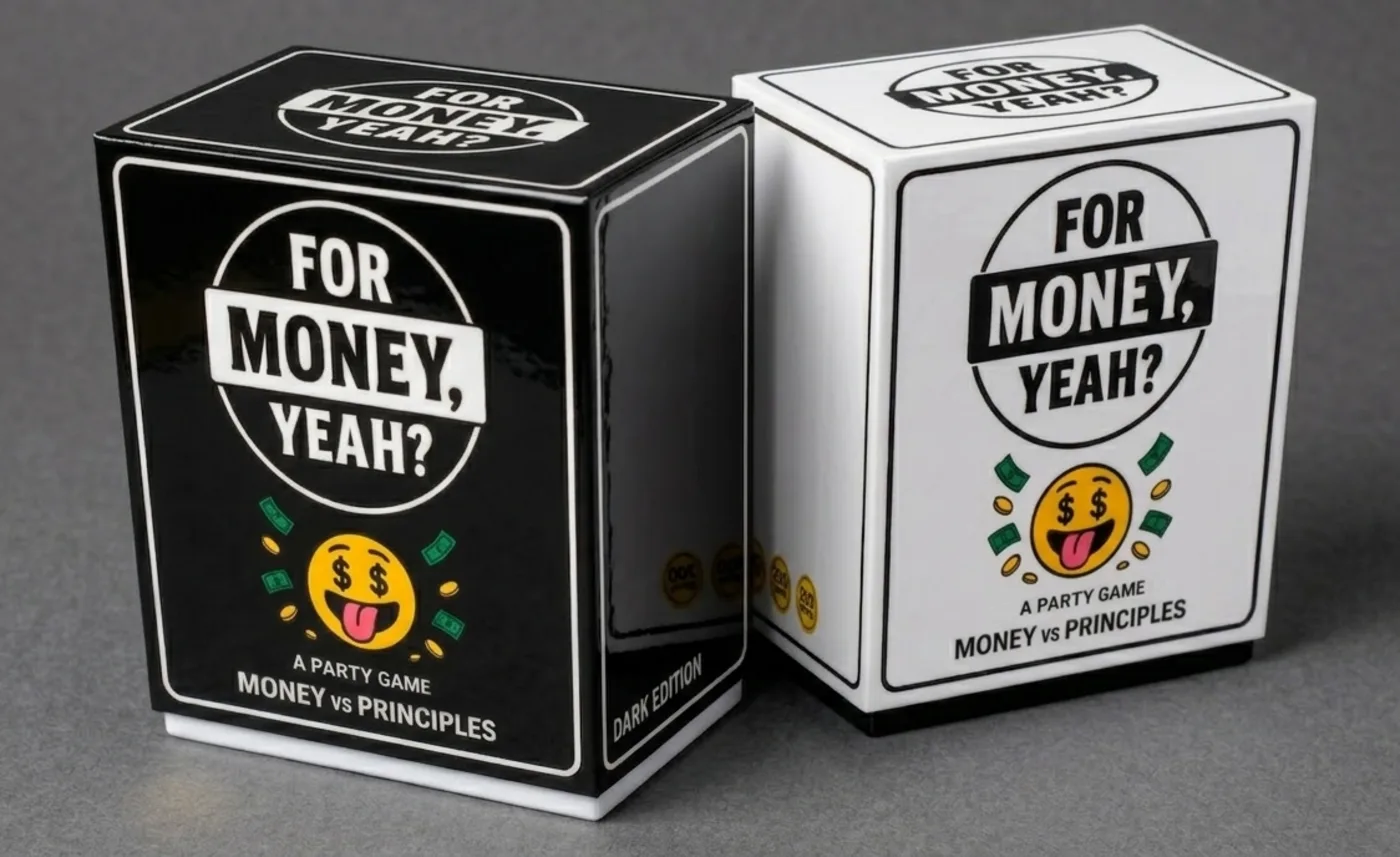 For Money, Yeah? Light Edition and Dark Edition boxes